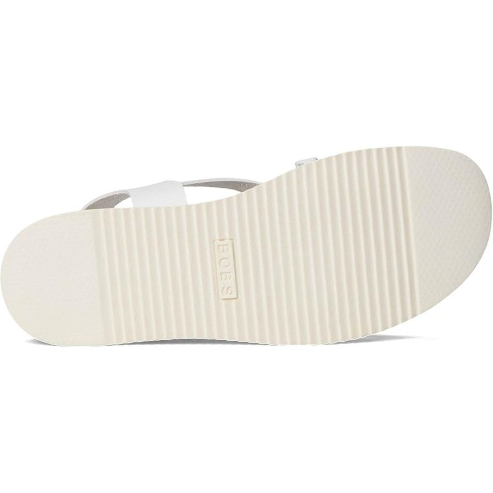 Skechers Bobs Desert Kiss Low Peak Rank Women's Ankle Strap Crossover Sandal White