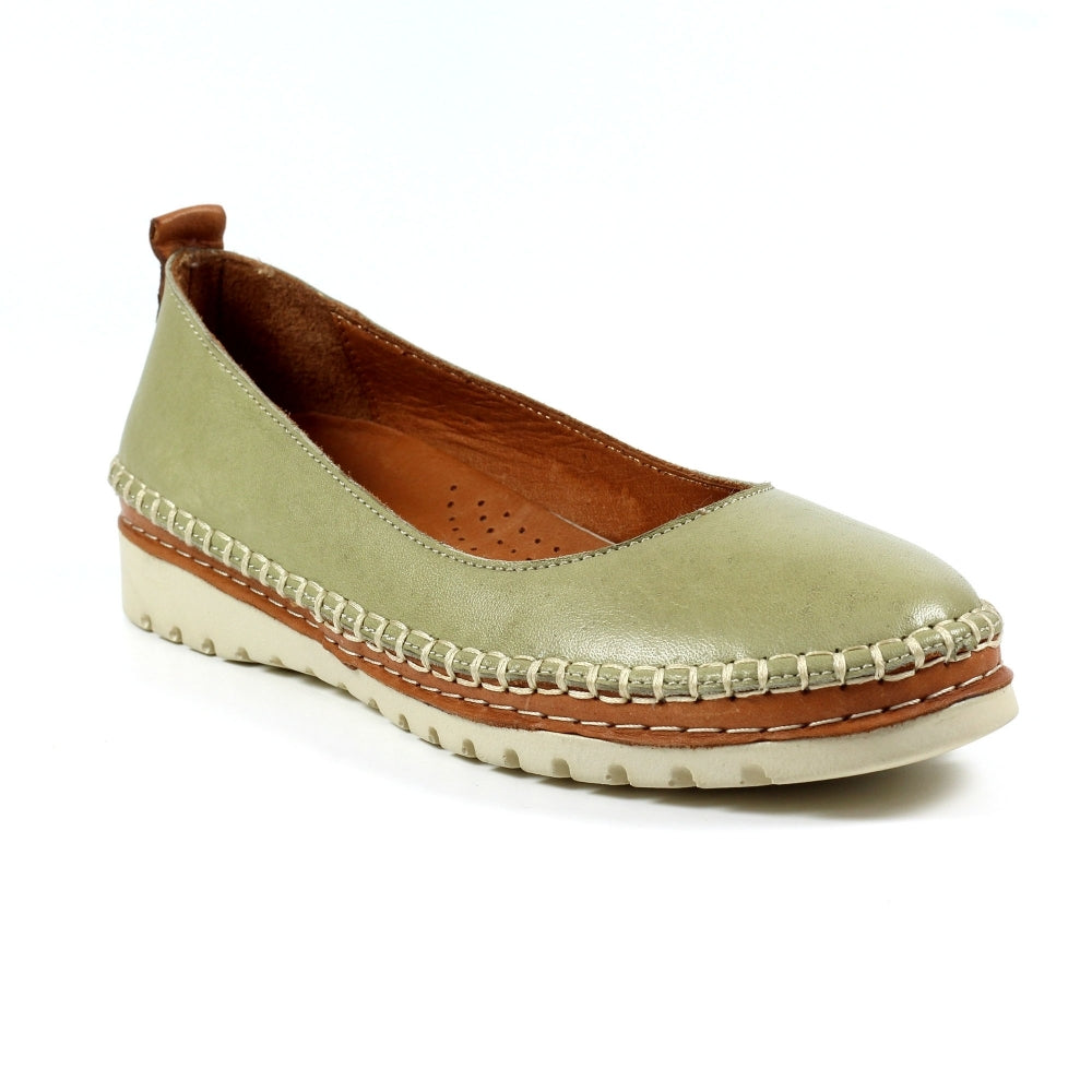 Lunar Dove Women's Slip On Leather Pump Khaki