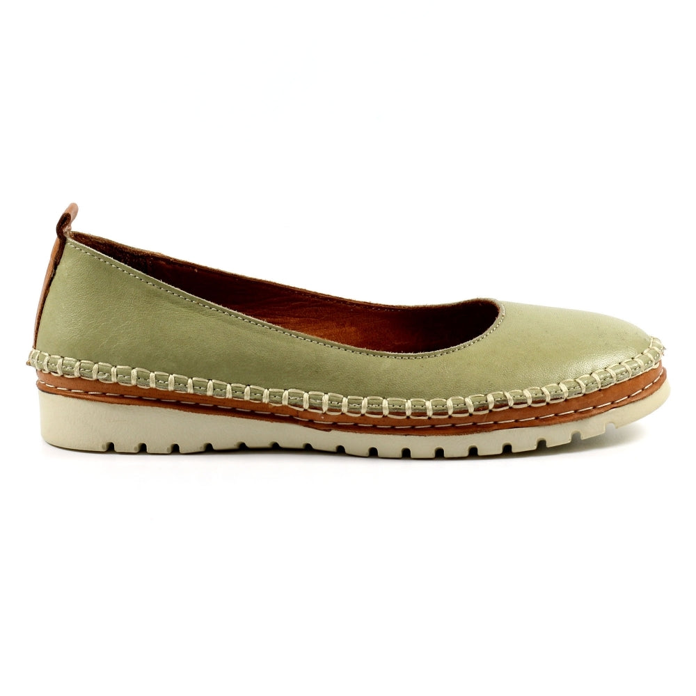 Lunar Dove Women's Slip On Leather Pump Khaki