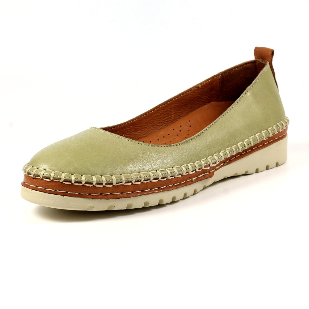 Lunar Dove Women's Slip On Leather Pump Khaki