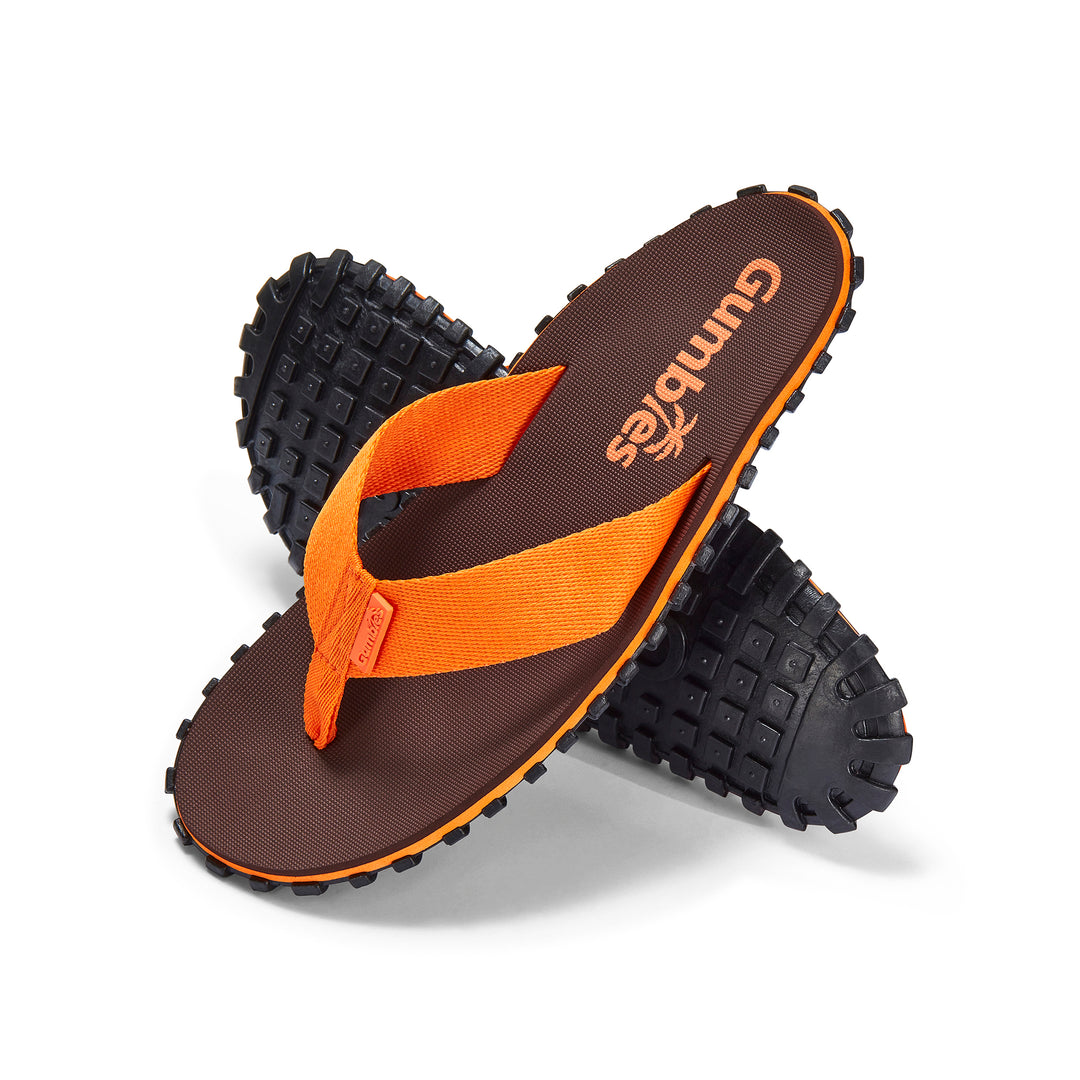 Gumbies Duckbill Men's Recycled Rubber Flip Flop Brown/Orange
