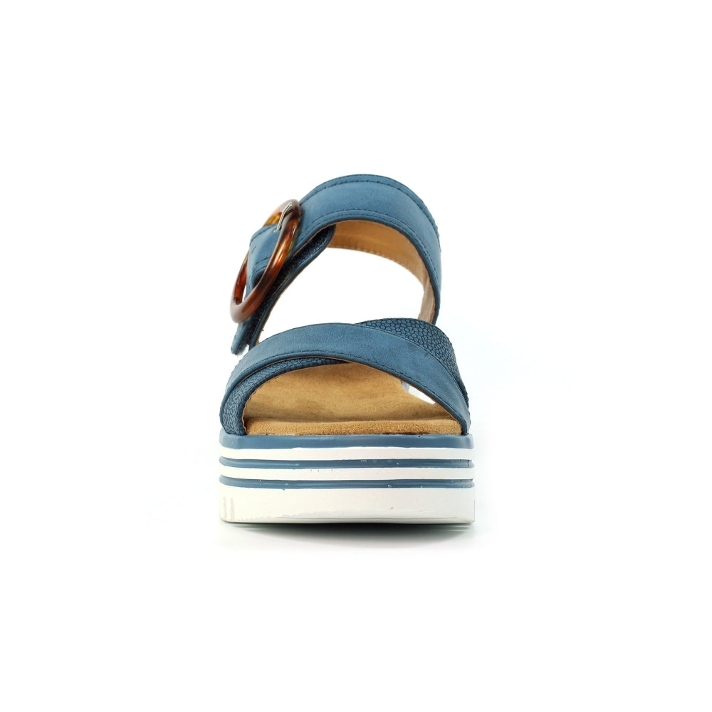 Lunar Elise Women's Chunky Sole Slingback Touch Fastening Strap Open Toe Sandal Mid Blue