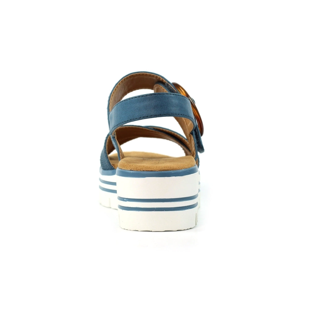 Lunar Elise Women's Chunky Sole Slingback Touch Fastening Strap Open Toe Sandal Mid Blue