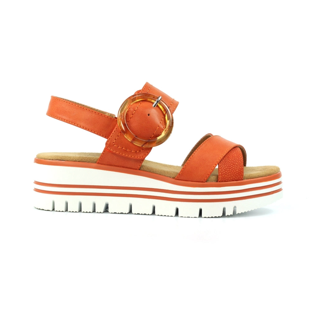 Lunar Elise Women's Chunky Sole Slingback Touch Fastening Strap Open Toe Sandal Orange