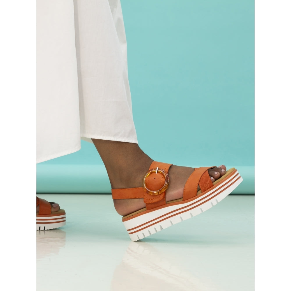 Lunar Elise Women's Chunky Sole Slingback Touch Fastening Strap Open Toe Sandal Orange
