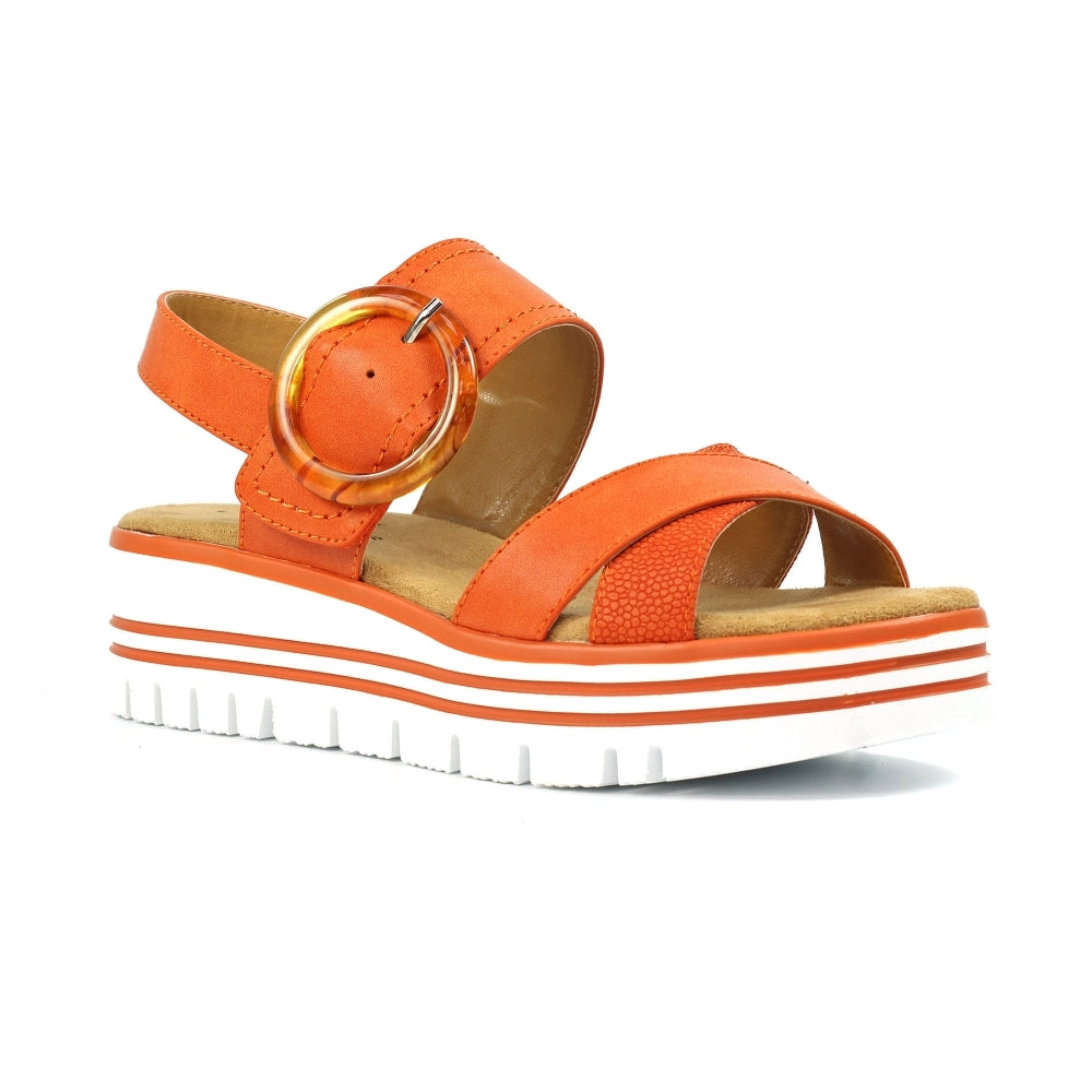 Lunar Elise Women's Chunky Sole Slingback Touch Fastening Strap Open Toe Sandal Orange