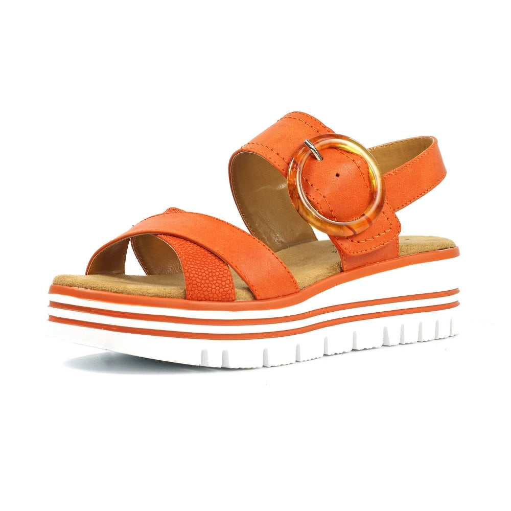 Lunar Elise Women's Chunky Sole Slingback Touch Fastening Strap Open Toe Sandal Orange