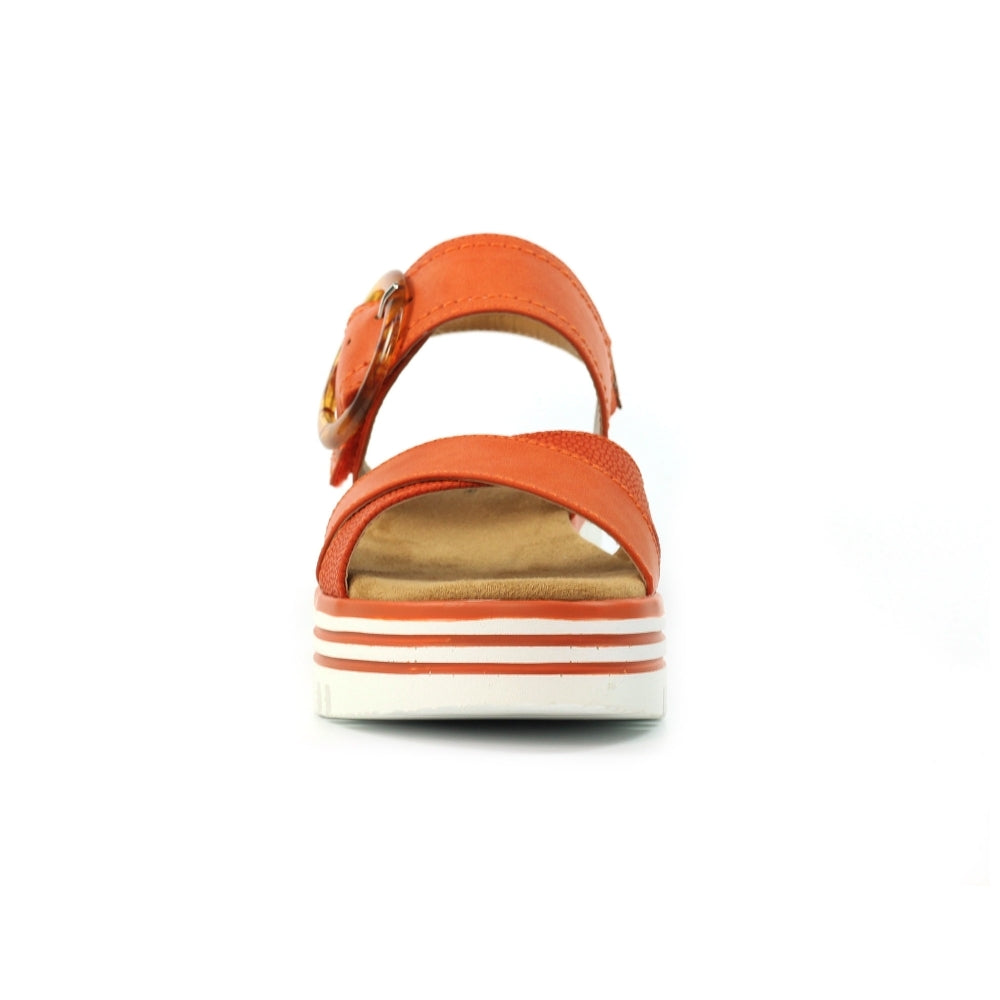 Lunar Elise Women's Chunky Sole Slingback Touch Fastening Strap Open Toe Sandal Orange