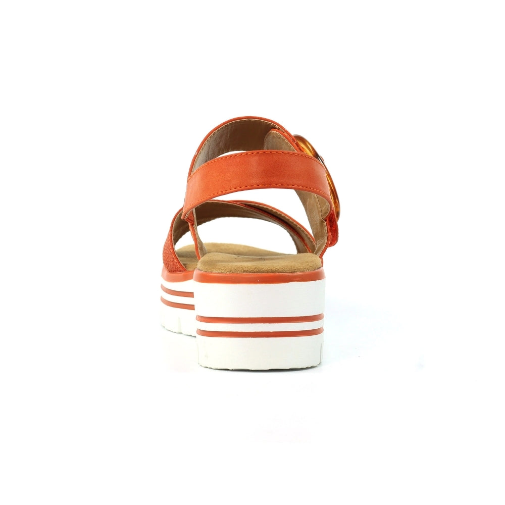 Lunar Elise Women's Chunky Sole Slingback Touch Fastening Strap Open Toe Sandal Orange