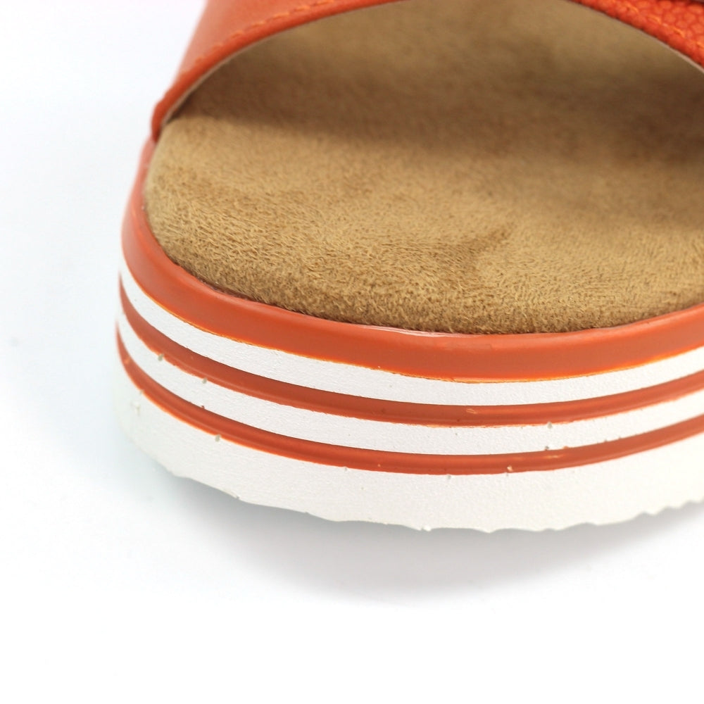 Lunar Elise Women's Chunky Sole Slingback Touch Fastening Strap Open Toe Sandal Orange