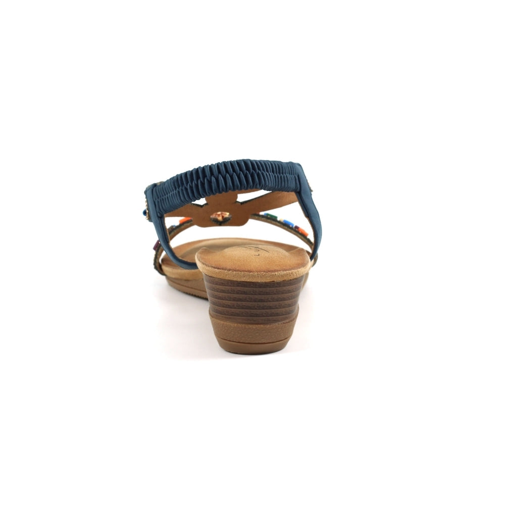 Lunar Epsom Women's Beaded Wedge Sandal Navy