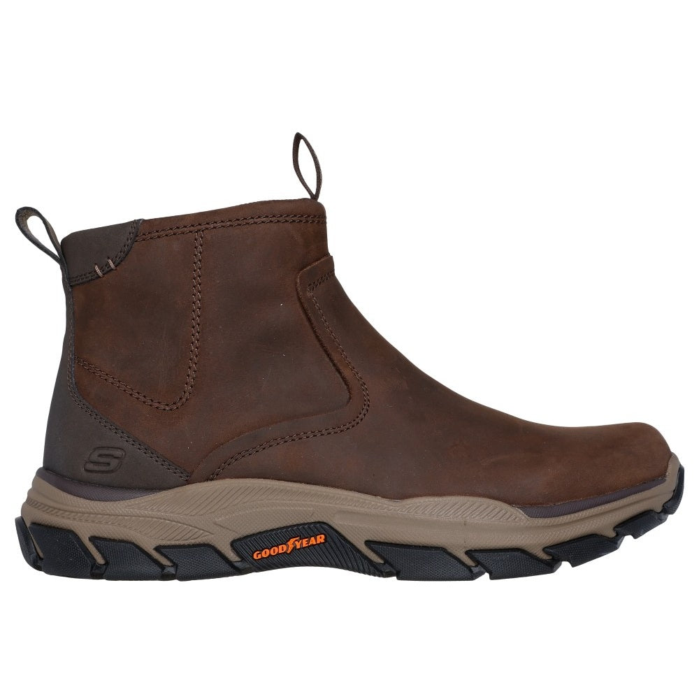 Skechers Respected Evanston Men's Leather Relaxed Fit Zip Up Chelsea Boot Cocoa