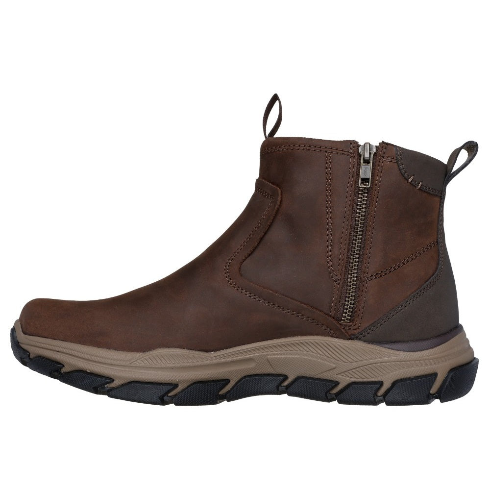 Skechers Respected Evanston Men's Leather Relaxed Fit Zip Up Chelsea Boot Cocoa