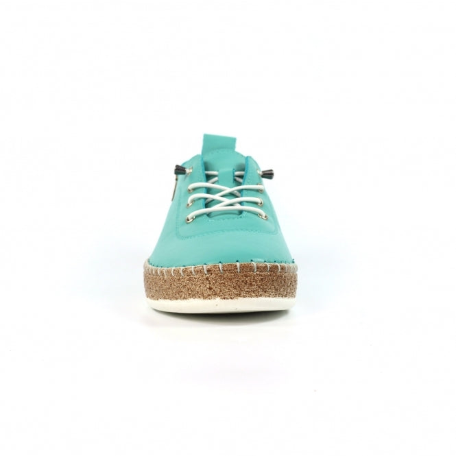 Lunar Evie Women's Leather Lace Up Plimsoll Turquoise