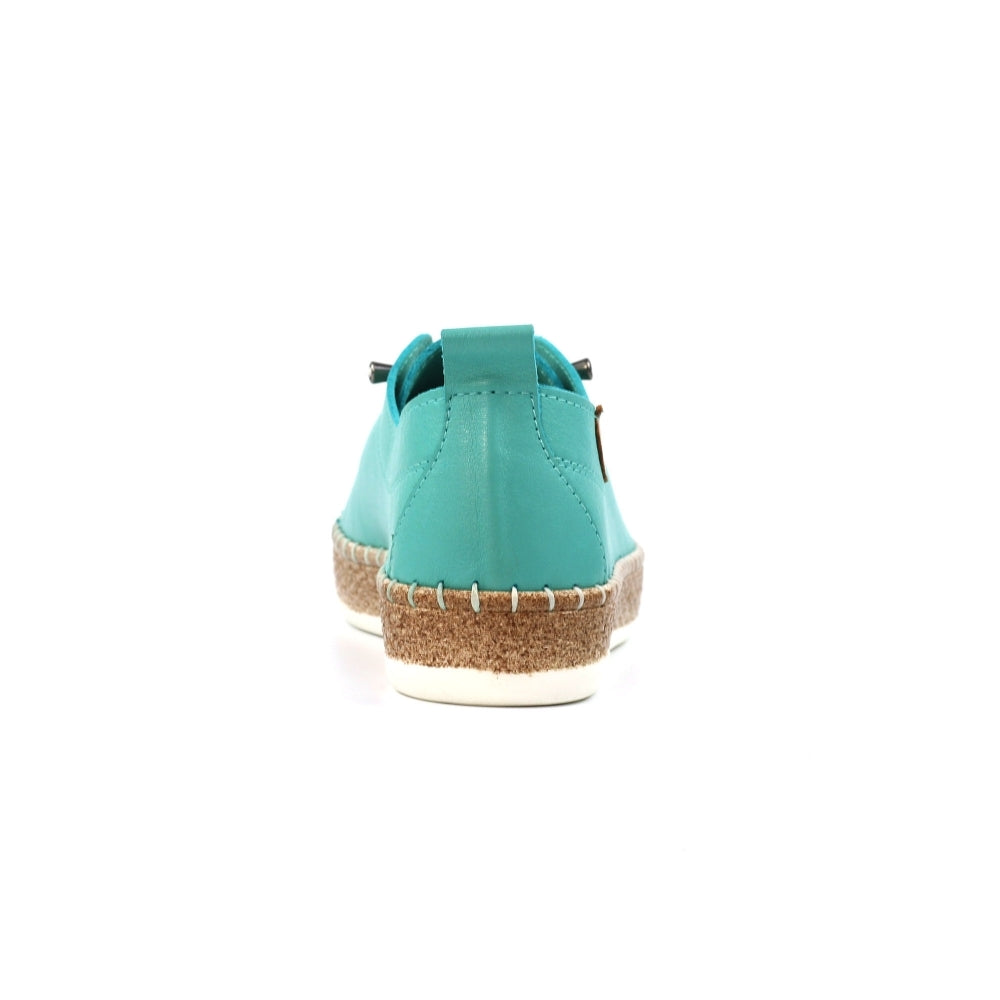 Lunar Evie Women's Leather Lace Up Plimsoll Turquoise