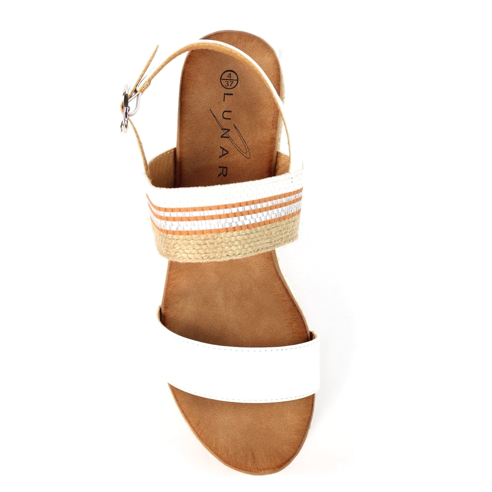 Lunar Fay Women's Chunky Summer Wedge Sandal White