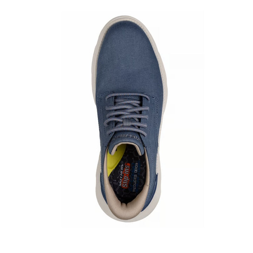 Skechers Garza Clive Men's Lightweight Lace Up Slip-In Canvas Trainer Blue