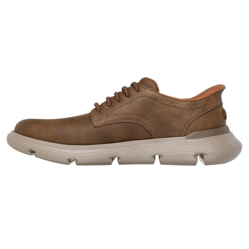 Skechers Garza Duran Men's Lightweight Lace Up Slip-In Leather Trainer Taupe
