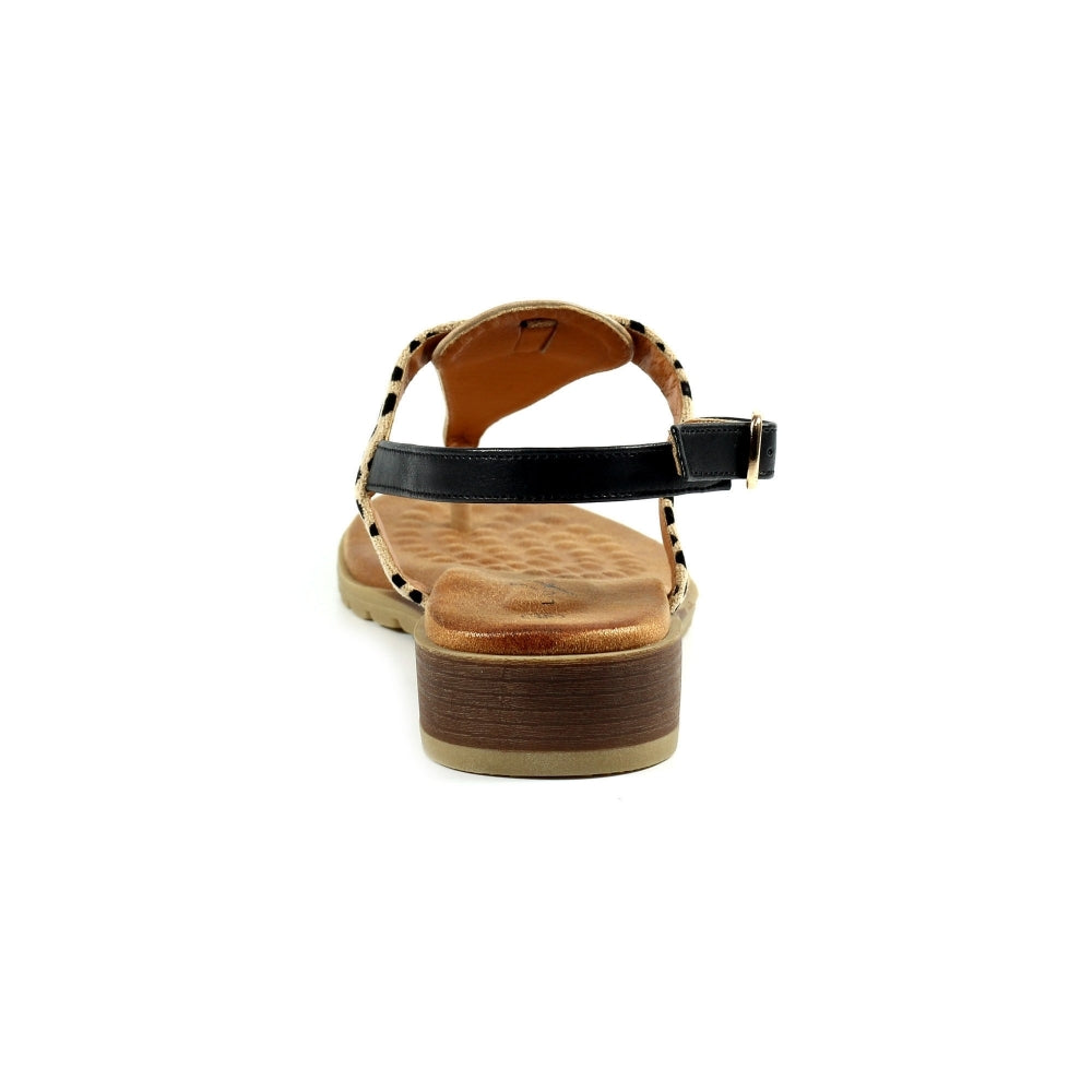 Lunar Gina Women's Ankle Strap Toe Post Beige Leopard