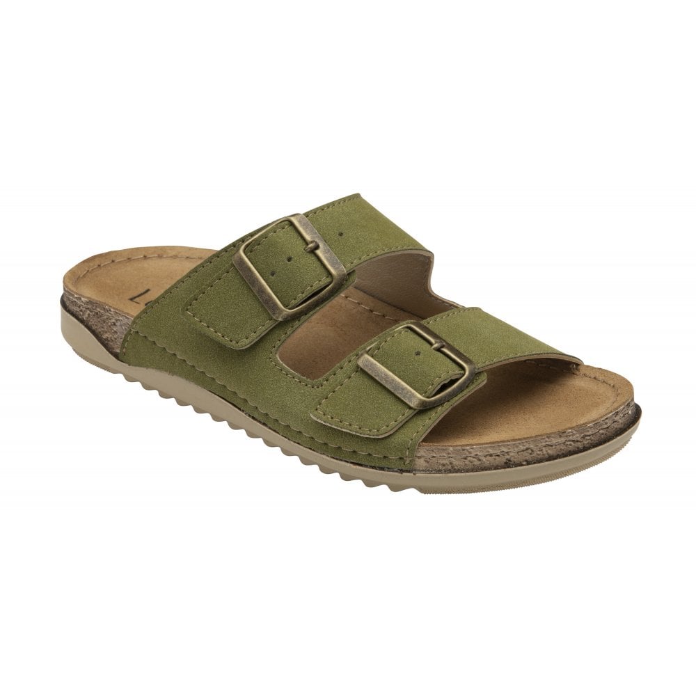 Lotus Trento Women's Twin Strap Slider Mule Sandal Green