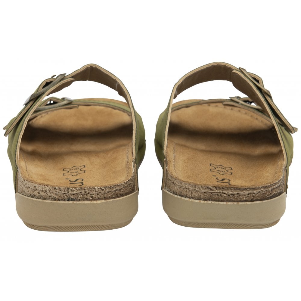 Lotus Trento Women's Twin Strap Slider Mule Sandal Green