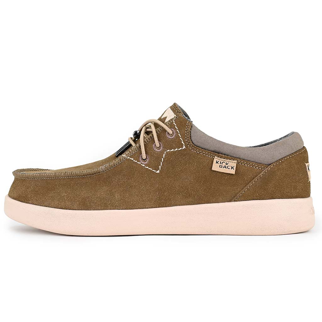 KickBack Haven Suede Men's Elasticated Lace Lightweight Slip On Shoe Khaki