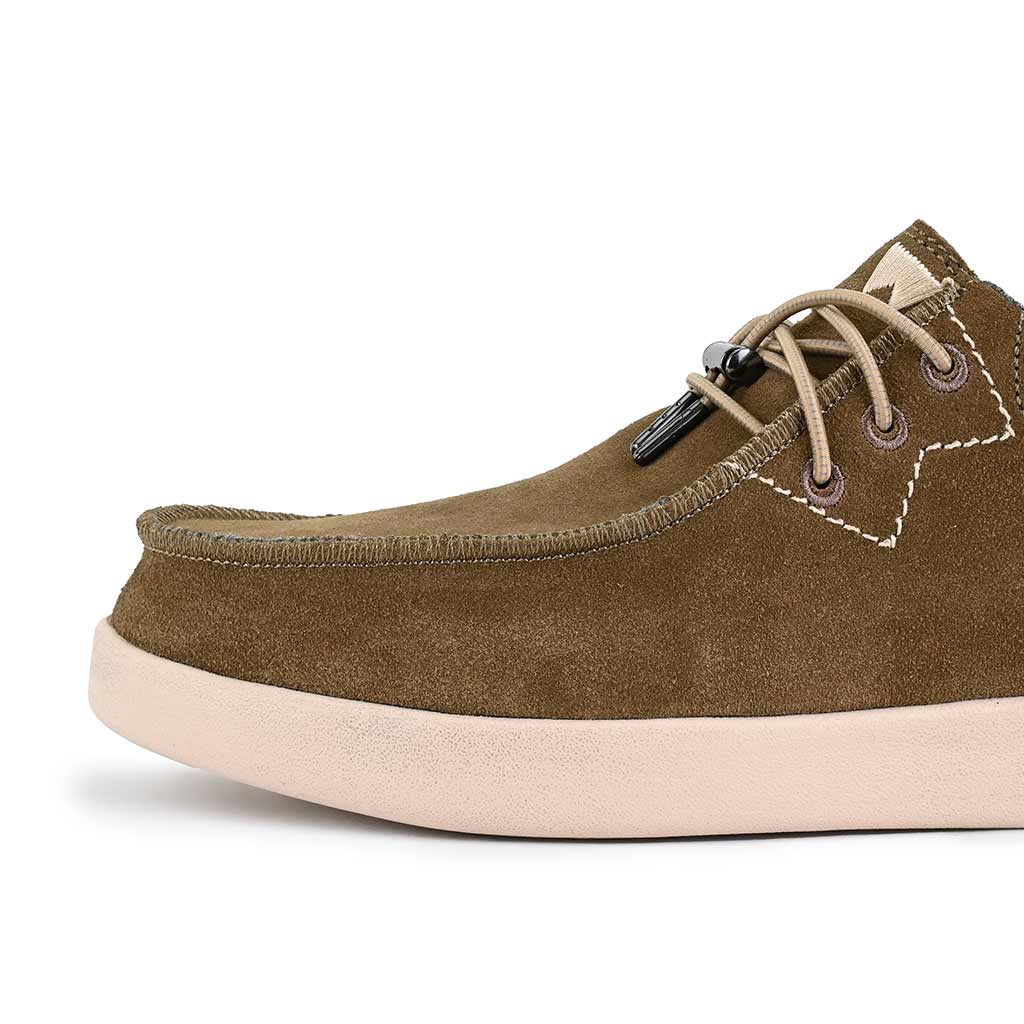 KickBack Haven Suede Men's Elasticated Lace Lightweight Slip On Shoe Khaki