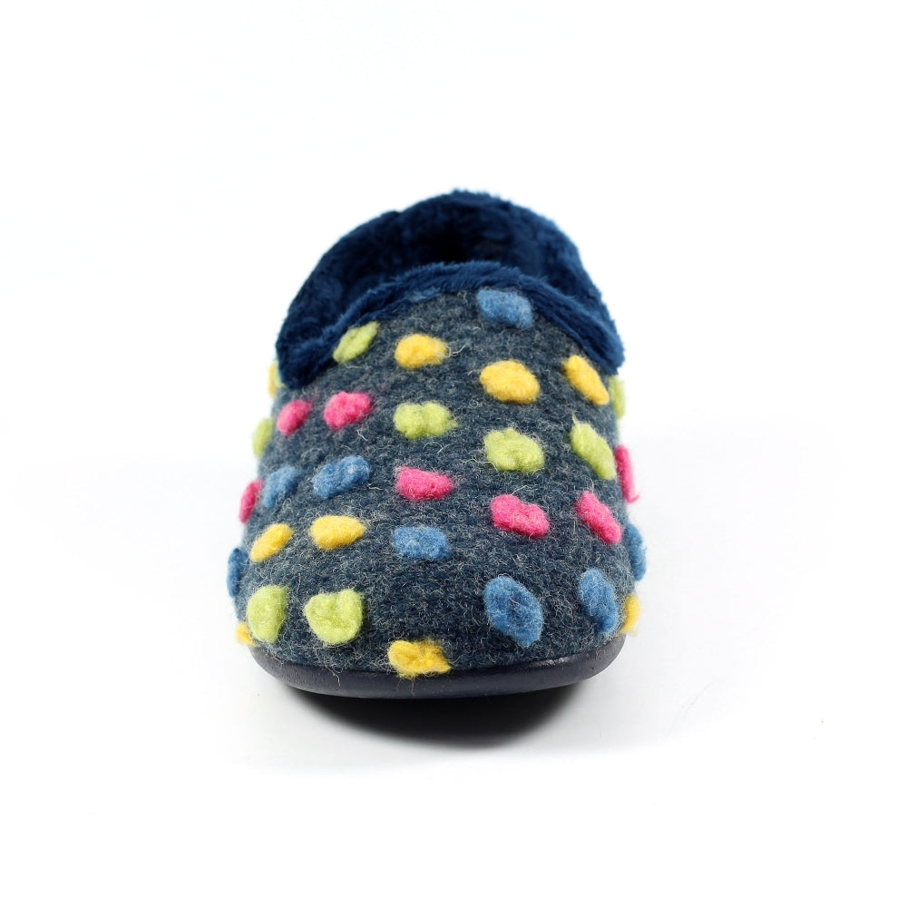 Lunar Helix Women's Slip On Polka Dot Machine Washable Slipper Blue