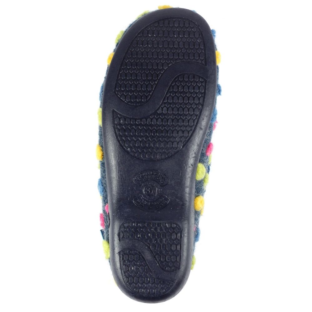 Lunar Helix Women's Slip On Polka Dot Machine Washable Slipper Blue