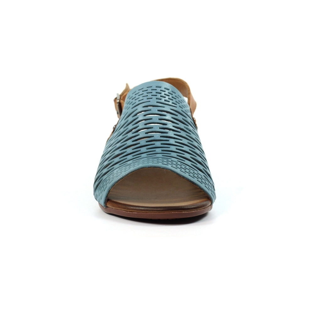 Lunar Jessica Women's Leather Block Heel Slingback Sandal Blue