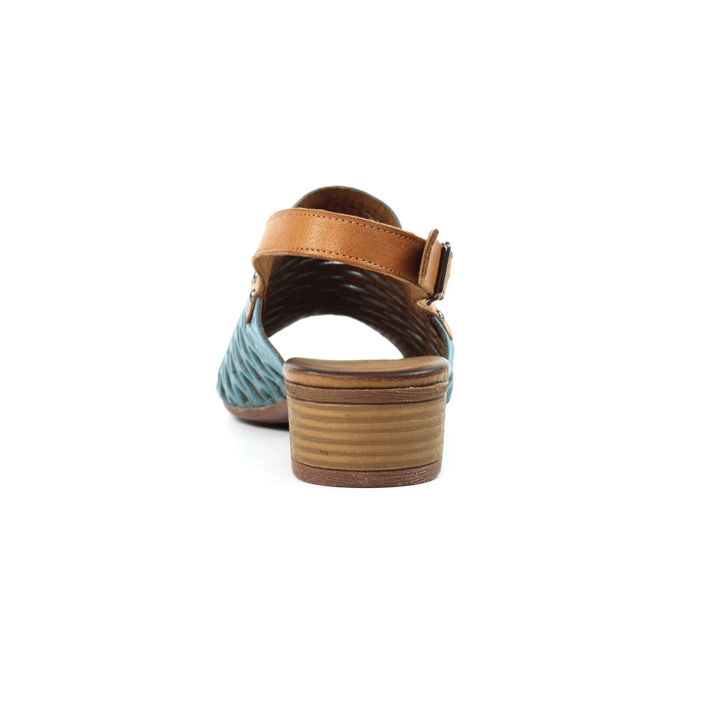 Lunar Jessica Women's Leather Block Heel Slingback Sandal Blue