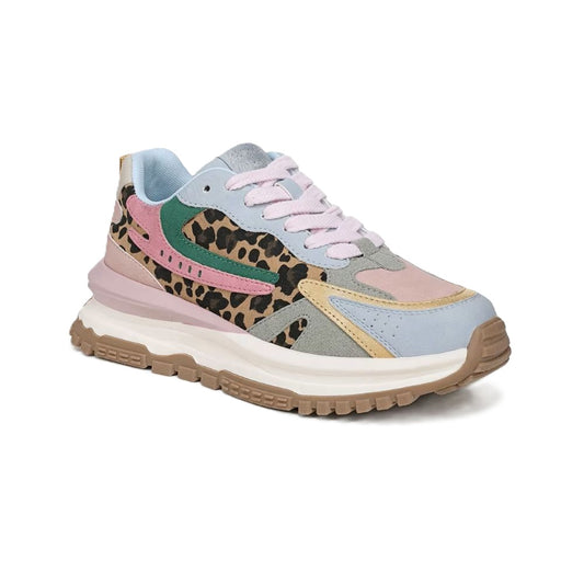 Blowfish Malibu Leo Women's Retro Funky Lace Up Trainer Cloud Blue / Leopard