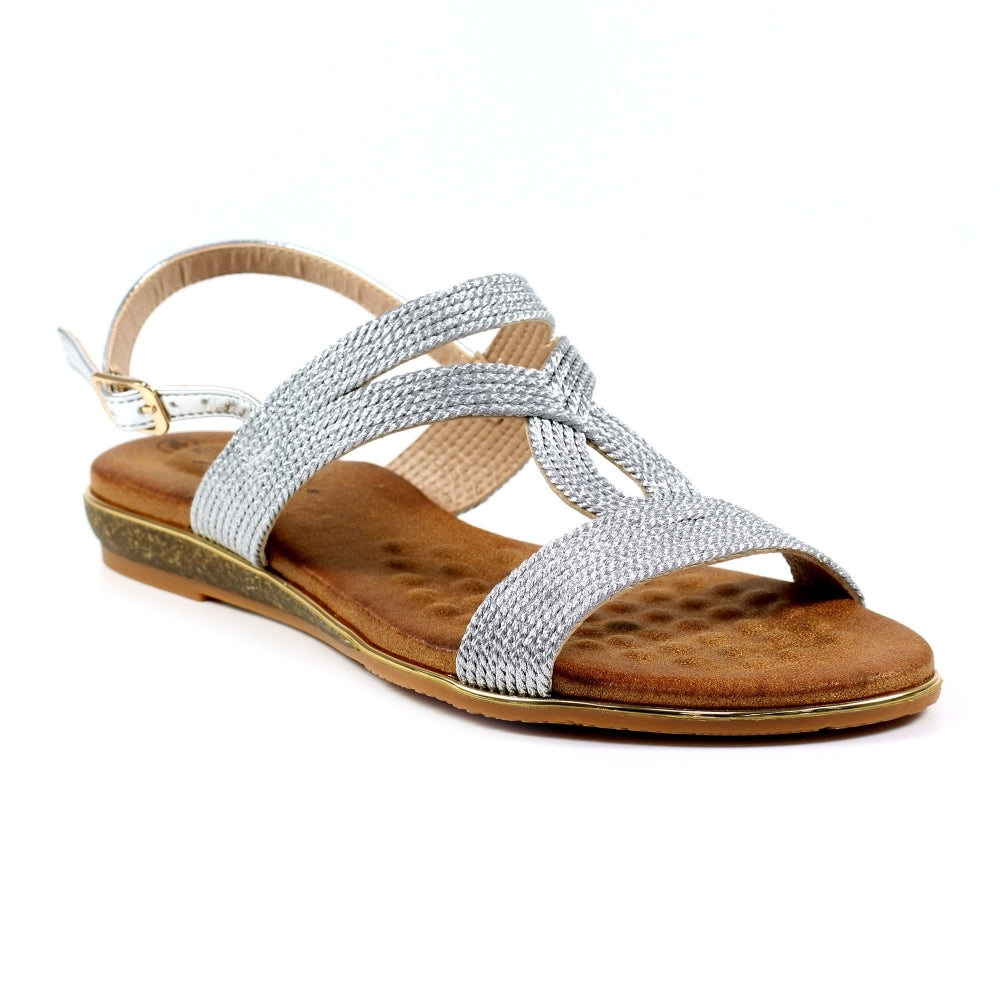 Lunar Lisia Women's Open Toe Slingback Sandal Silver
