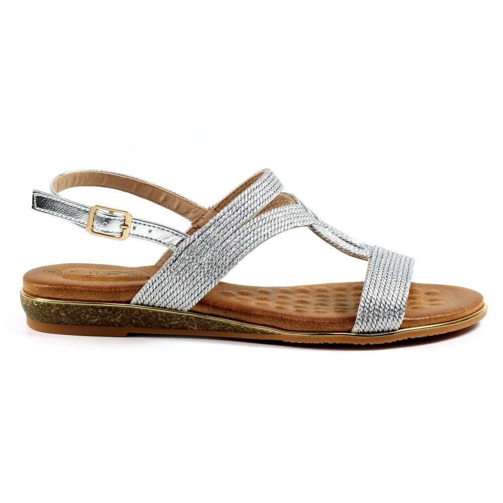 Lunar Lisia Women's Open Toe Slingback Sandal Silver