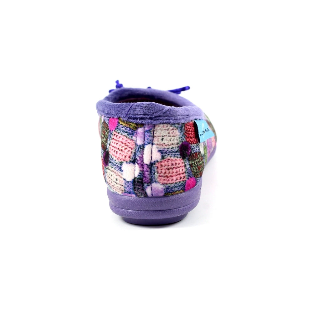 Lunar Magic Women's Full Slipper Pom Pom Effect Purple