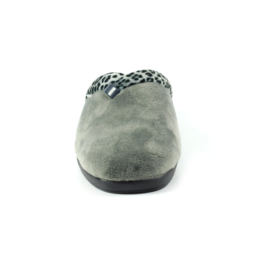 Lunar Michelle Women's Washable Slip On Wedge Slipper Grey Ocelot