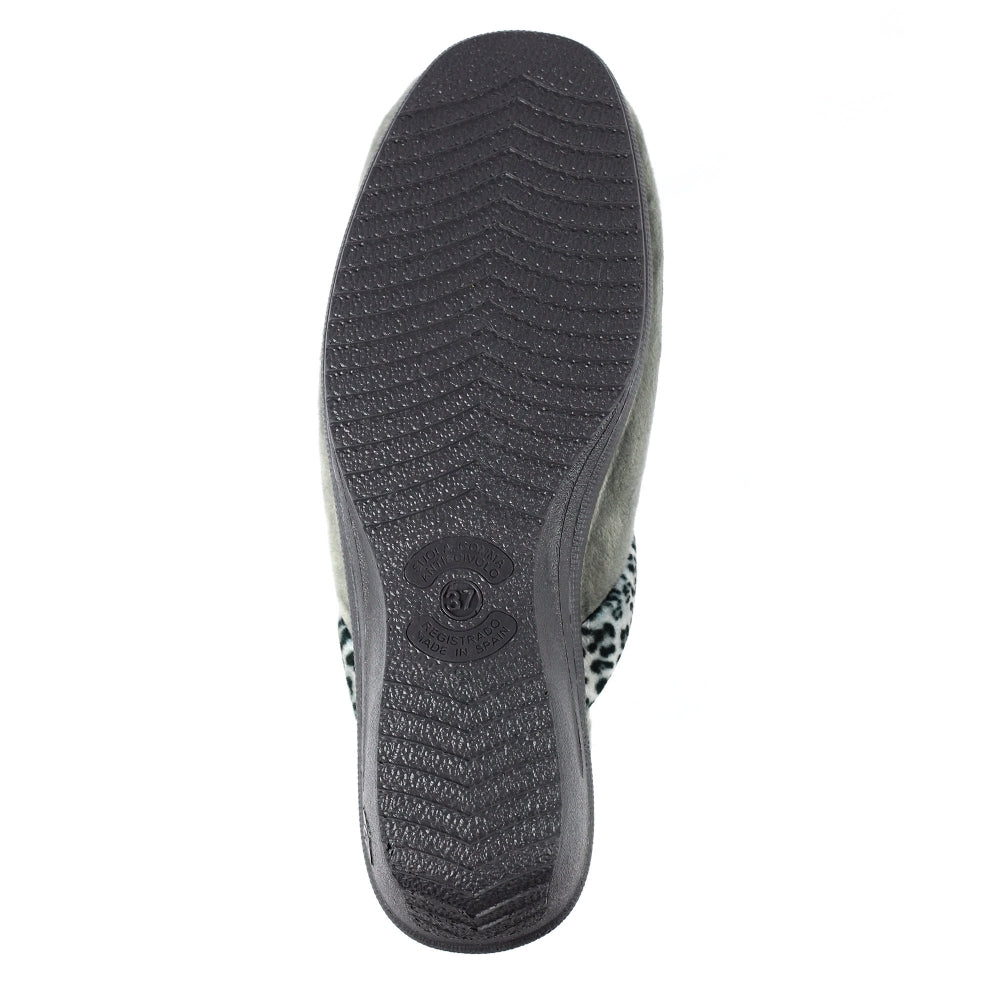 Lunar Michelle Women's Washable Slip On Wedge Slipper Grey Ocelot