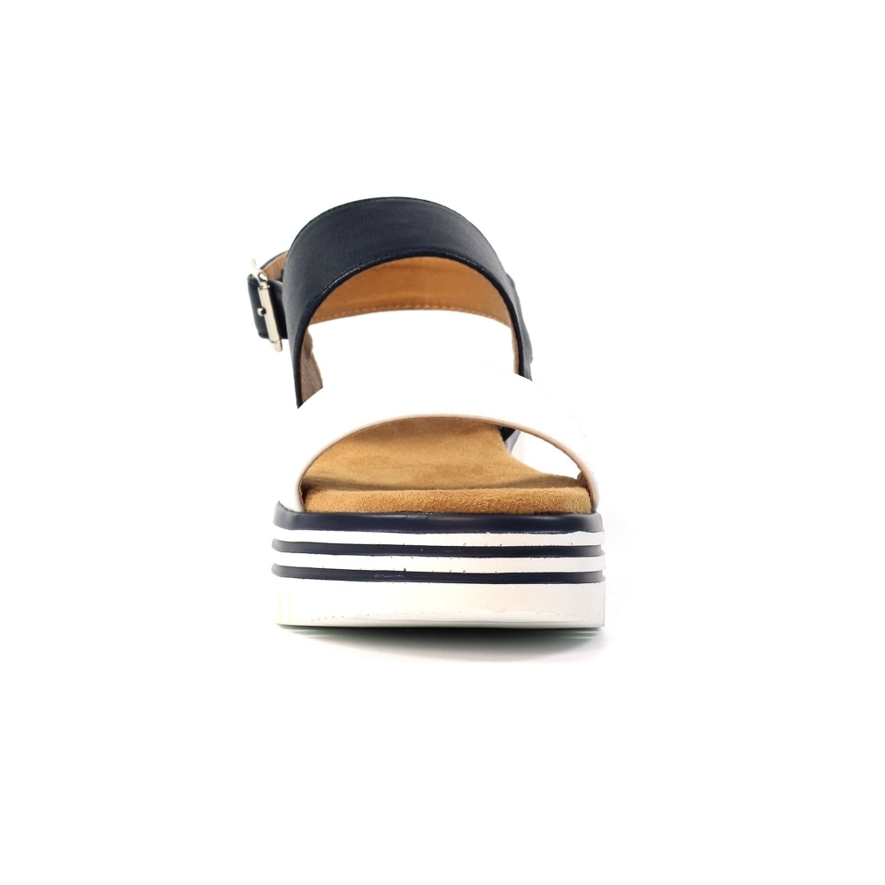 Lunar Missy Women's Chunky Sole Slingback Double Strap Open Toe Sandal Navy/White