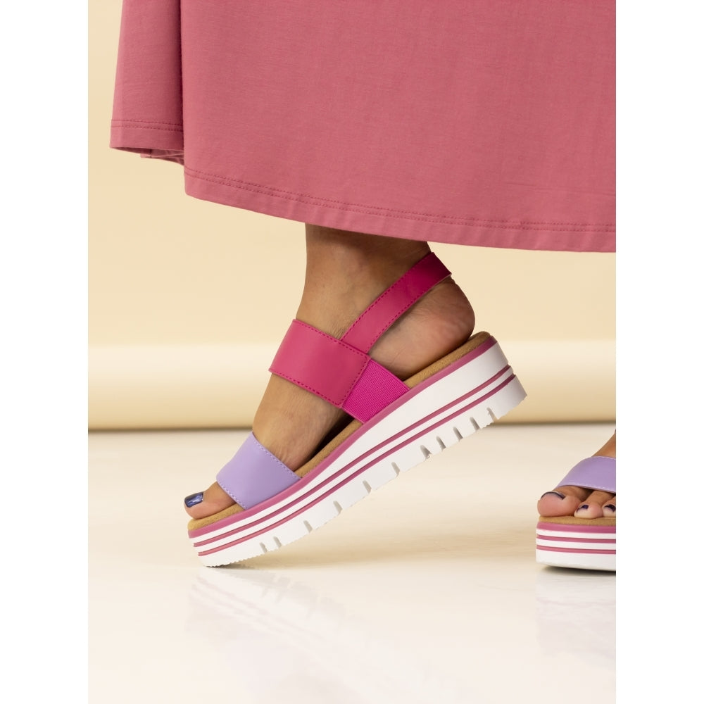 Lunar Missy Women's Chunky Sole Slingback Double Strap Open Toe Sandal Pink/Purple