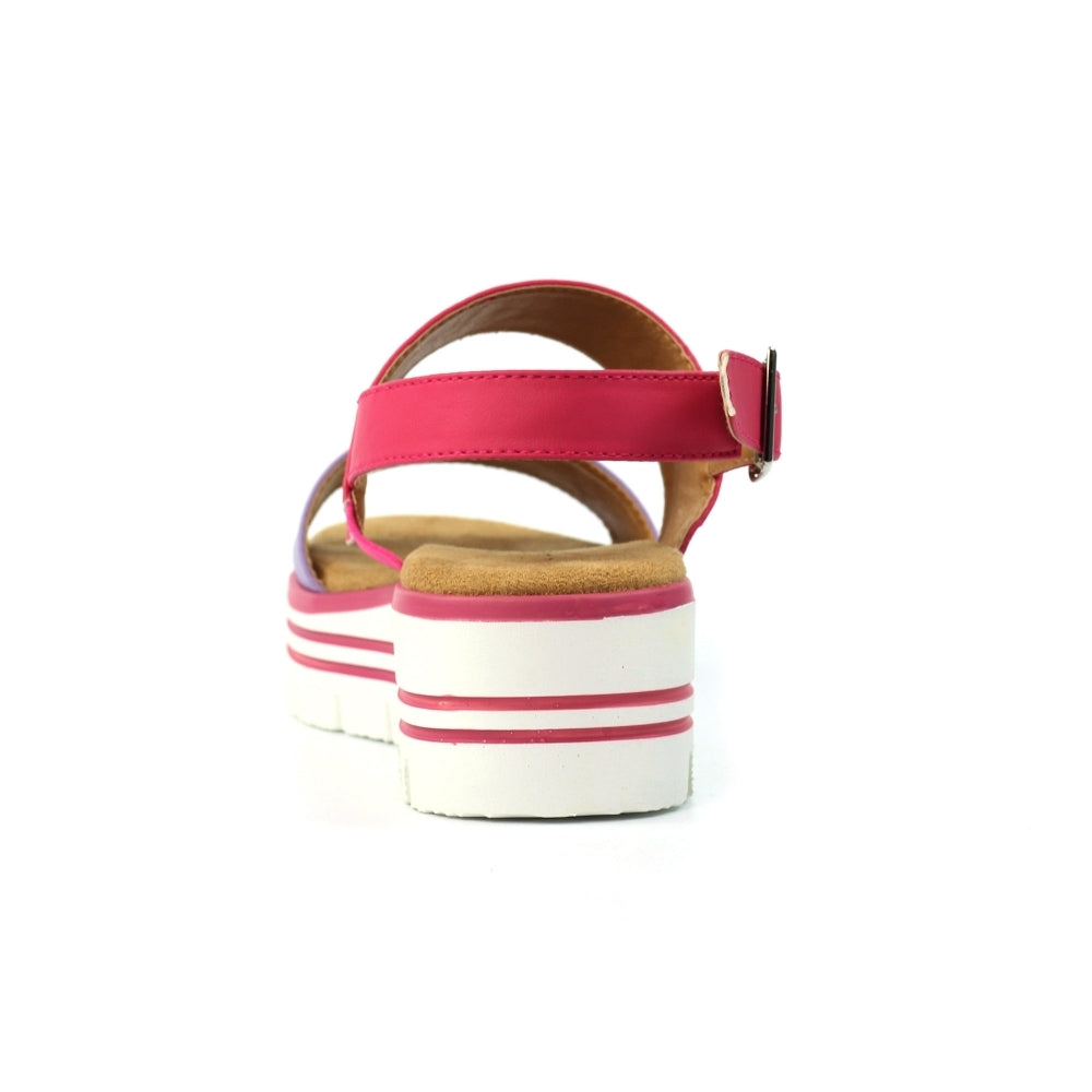 Lunar Missy Women's Chunky Sole Slingback Double Strap Open Toe Sandal Pink/Purple