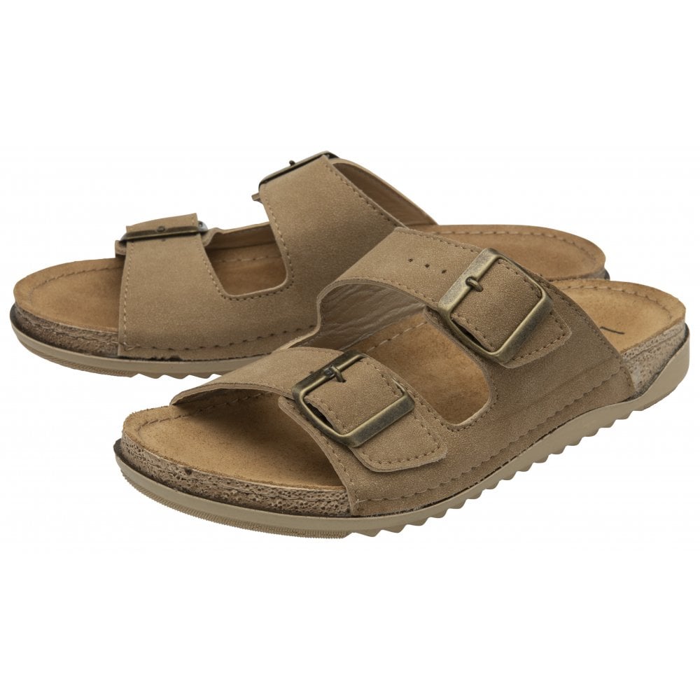 Lotus Trento Women's Twin Strap Slider Mule Sandal Natural