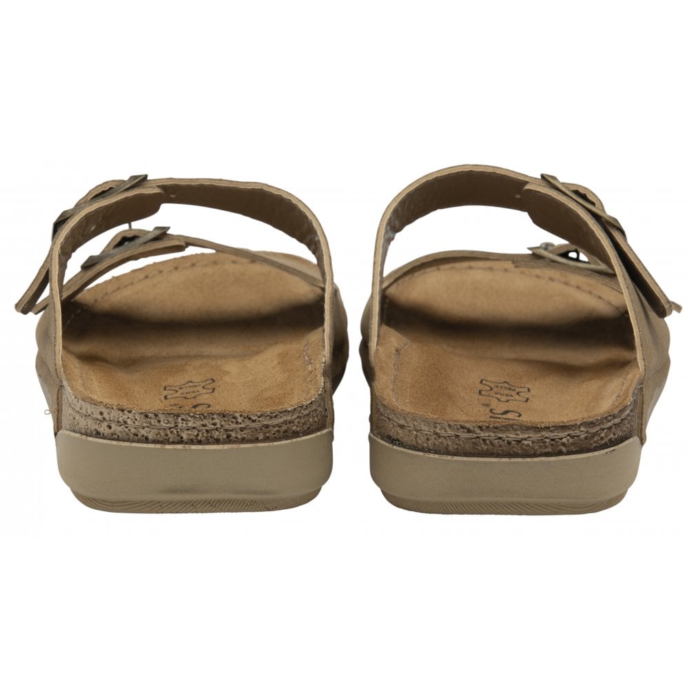 Lotus Trento Women's Twin Strap Slider Mule Sandal Natural