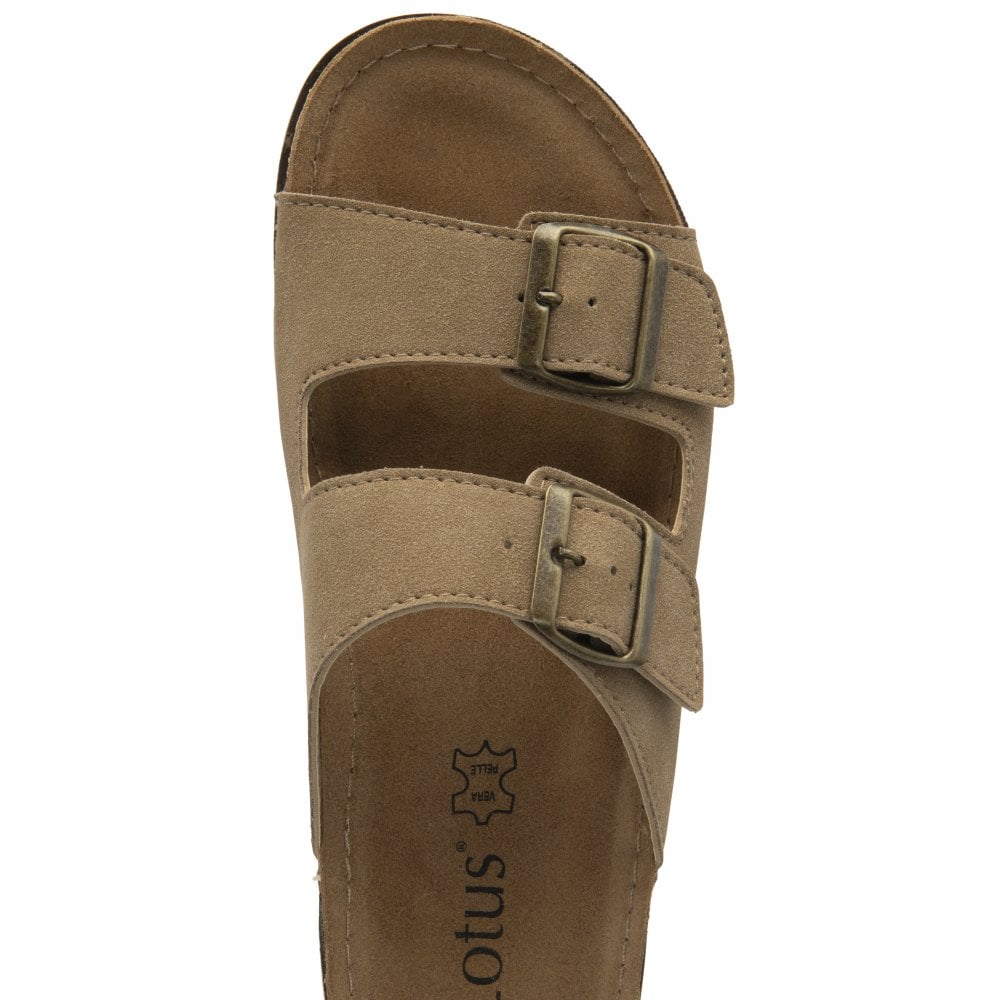 Lotus Trento Women's Twin Strap Slider Mule Sandal Natural