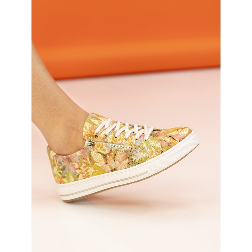 Lunar Nicole Women's Chunky Sole Lace Up/ Zip Up Trainer Floral Multi