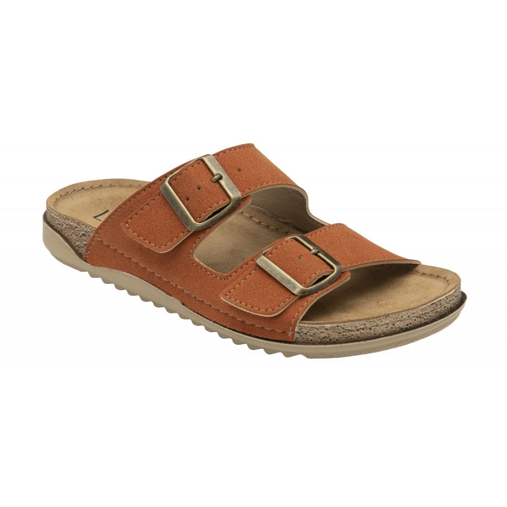 Lotus Trento Women's Twin Strap Slider Mule Sandal Orange