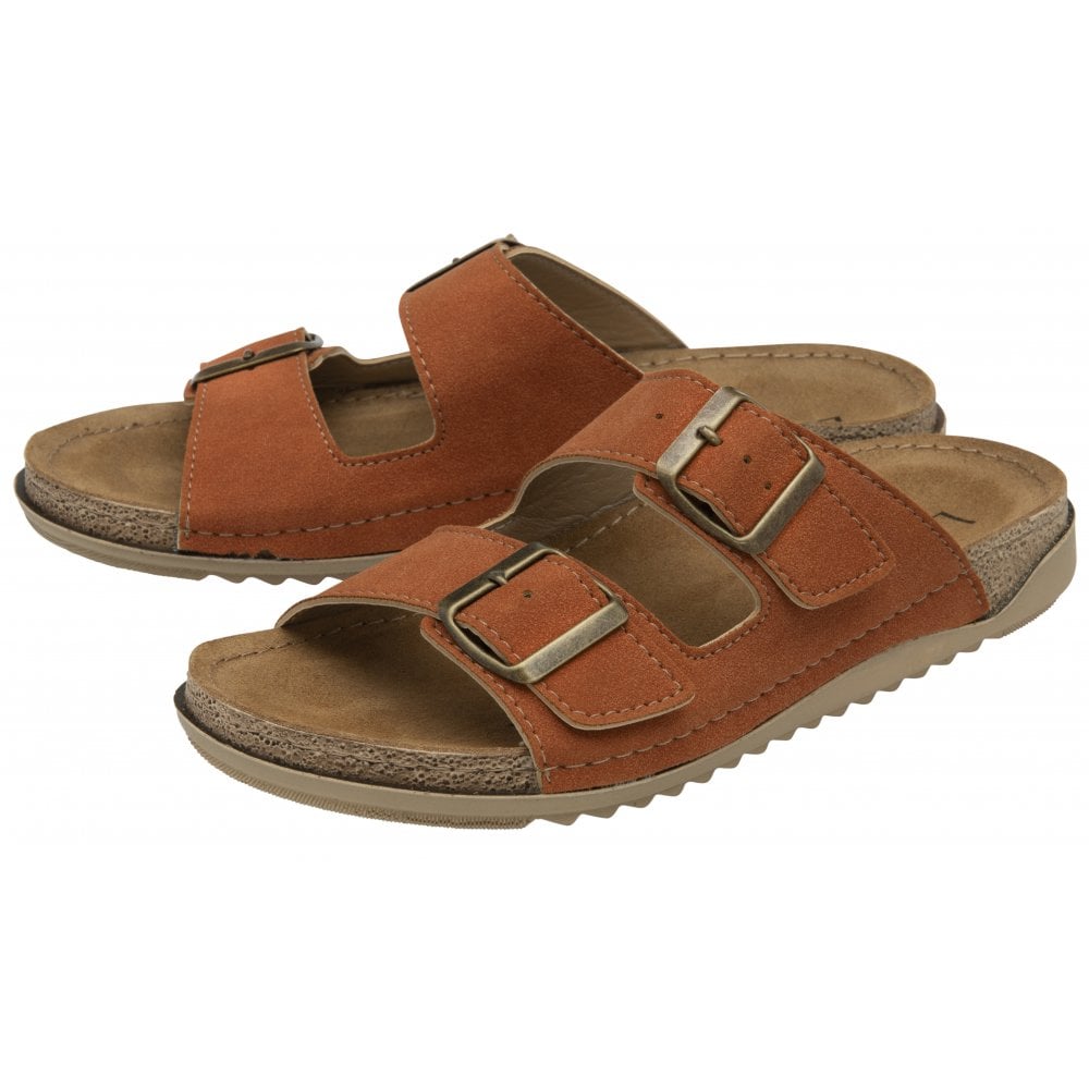 Lotus Trento Women's Twin Strap Slider Mule Sandal Orange