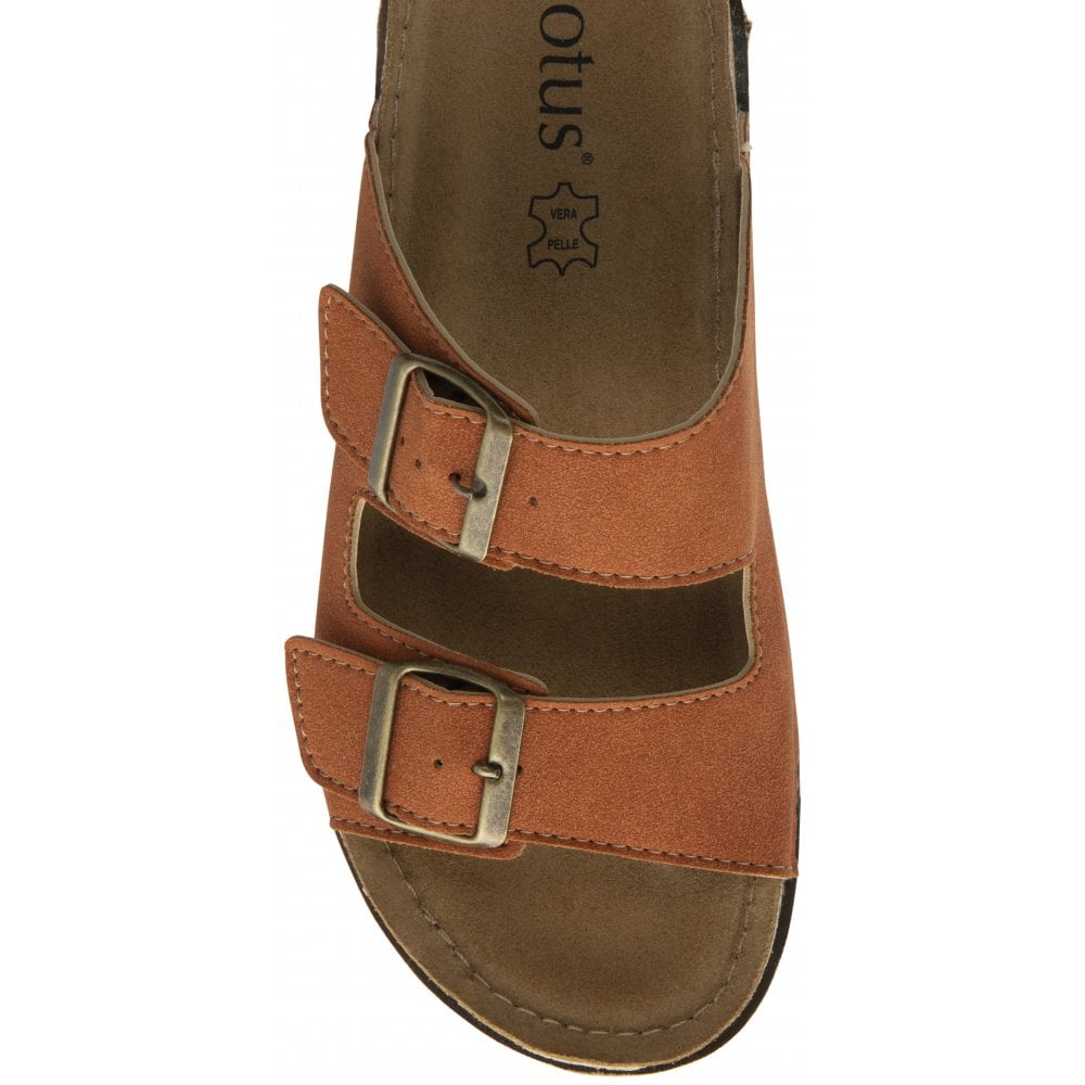 Lotus Trento Women's Twin Strap Slider Mule Sandal Orange