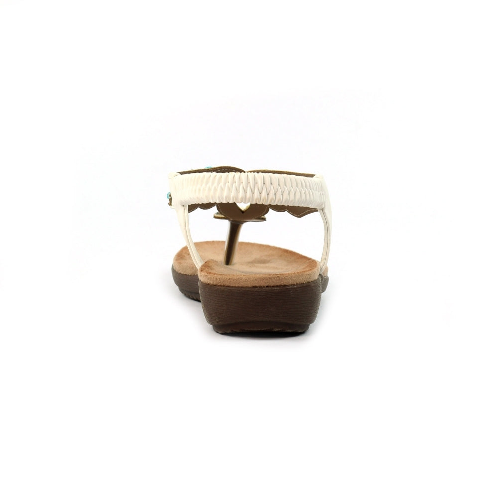 Lunar Rachel Women's Beaded Toe Post Sandal White
