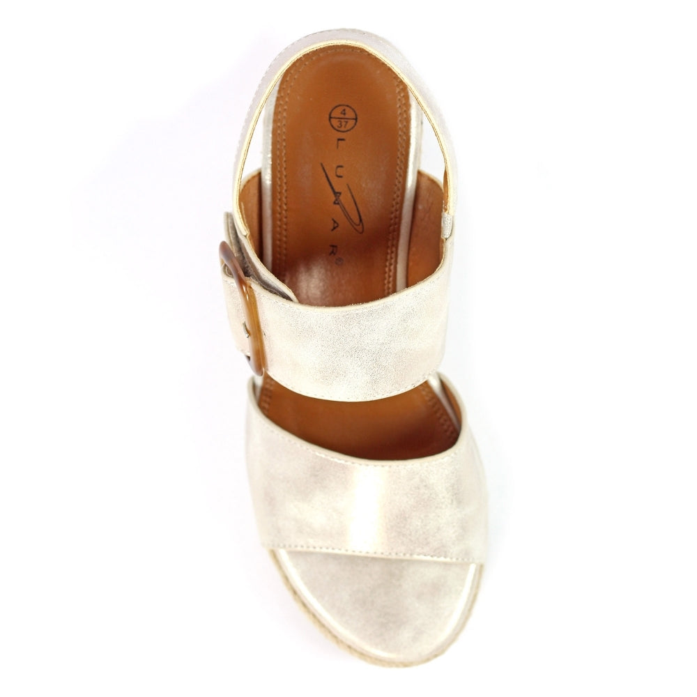 Lunar Rochester Women's Chunky Summer Wedge Espadrille Beige