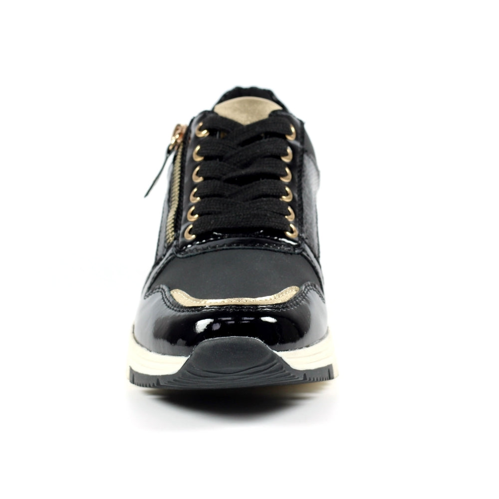 Lunar Sammy Women's Lace & Zip Up Panelled Wedge Trainer Black